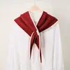 Novo Xale Cruzado de Tricô Estilo Coreano para Mulheres, Cachecol Triângulo Color-Blocked com Borda de Faux Cashmere, Proteção para Pescoço e Ombros em Ambientes com Ar Condicionado na Primavera e Verão