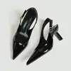 Atacado de salto alto feminino da moda transfronteiriço, novo estilo simples e versátil, bico fino, bico fino, tira única, scarpin stiletto de comércio exterior para mulheres