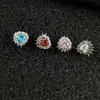 Aleación de Titanio ASTM F136 Corazón Zircón 5A Erizo de Mar Clavo para Labio Clavo para Hélix Óseo de la Oreja CNC Lanzado a Mano Rosca Interna 0.9 Implante de Rosca