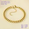 Moda de moda Multi-Estilo Chapado en Oro de 18K Cadena Cubana Pulsera Estilo Ins Cadena de Acero Inoxidable Personalizada Joyería