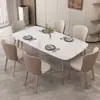 Mesa de Comedor Minimalista de Lujo Ligero con Cubierta de Roca para Apartamento Pequeño Hogar Rectangular Silla Baylor Cocina Sala de Estar Morado Morandi Mesa y Sillas de Comedor