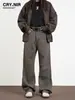 Jeans Casuales de Pierna Recta Color Café Retro Americano Maillard de Corte Holgado 2023 para Hombres y Mujeres, Estilo Wasteland Marrón