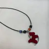 Collar Largo de Terciopelo Rojo con Perlas para Mujer, Único y Dulce, Adecuado para Otoño e Invierno, Cadena Versátil para Suéter, Cadena para Sudadera