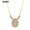 Wt-Jn389 Geométrico Pequeño Ovalado Rectangular Forma de Corazón Concha Blanca Estilo Religioso Chapado en Oro de 18 Quilates Cadena Fina para Clavícula para Mujeres