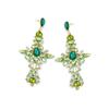 Pendientes de cruz de diamantes de imitación de colores, de lujo, exagerados, ligeros y coloridos, con personalidad y temperamento, con inserción de aleación hueca, para mujer.