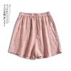 Fotos Reais 2026 Shorts Largos de Algodão e Linho, Simples, Artísticos, Confortáveis, Versáteis, Casuais, Frescos, Shorts de Comprimento Três Quartos para Mulheres, Verão