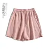 Fotografia Real 2025 Algodão Linho Shorts Largos Simples Artístico Confortável Versátil Casual Cool Bermudas de Verão Femininas