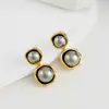 Nuevos pendientes grises estilo francés para mujer, elegantes, retro, con pasador de plata S925, pendientes de perlas de nicho de lujo ligero
