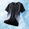 Nueva camiseta de manga corta de seda helada de verano para hombre, top fino y holgado transpirable de secado rápido para deportes de fitness, sudadera de moda