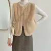 Jaqueta Colete de Pele Branca Estilo Chanel Outono/Inverno 2026, Colete de Pele Sintética de Visom para Mulheres