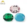 Forma de huevo abuela verde nano piedra desnuda ovalada pino verde en stock directo Wuzhou gema artificial al por mayor