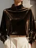 Nuevo Top de Moda de Terciopelo para Mujer Europeo y Americano 2026 Holgado de Manga Larga de Cuello Alto Casual para Sitios Independientes de Amazon