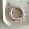 Elástico de Cabelo Koreano de Cetim Plissado Liso, Corda de Cabelo Elástica Alta Versátil Básica Simples, Faixa de Cabelo Fashion com Strass