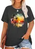 Transfronterizo Talla Europea Algodón Tienda Tmk Edición Limitada Top para Mujer Camiseta Linda con Patrón Retro Amanecer