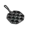 Fornecimento de Fábrica Panela de Ferro Fundido para Takoyaki Doméstica Antiaderente Sem Revestimento Assadeira Molde para Ovos de Codorna Bandeja de Assar Almôndegas