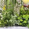 Fundo para Arco de Casamento Branco Verde Primavera e Verão Fábrica de Flores Artificiais Amarelo Verde Verde Mori Planta Falsa Janela Pacote Macio