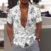 2024 Nueva Camisa de Manga Corta Estilo Hawái para Comercio Exterior con Estampado Digital 3D para Hombre Casual Talla Grande Camisa de Playa