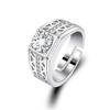 Anillo Transfronterizo Plateado, Anillo de Diamantes Moderno y Versátil, Anillo de Diamante de Simulación Único para Hombre, Temperamento Clásico para Boda Suministro del Fabricante