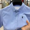 Marca Paul Camisa de Manga Corta para Hombre Verano Delgada de Algodón Top con Bordado de Caballo Negocios Sin Planchar Camisa de Manga Corta