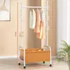 Arara de roupas personalizada com cesto, arara de roupas para pendurar, cabideiro de armazenamento para quarto com cesto de armazenamento, cabideiro multiuso