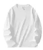 Camiseta de algodón peinado de 220g con cuello redondo y manga larga para hombre, camiseta básica de algodón puro de color liso para hombre, adecuada para uso en grupo con logo estampado o bordado