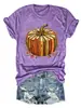 Amazon eBay Tienda Independiente Cómoda Casual Europea y Americana para Mujer Calabaza, Hongo, Hoja de Arce, Avellana, Camiseta de Algodón Colorida
