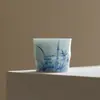 Taza Maestra de Cerámica Azul Pintada a Mano con Bambú Estilo Dinastías Tang y Song, Juego de Té Kung Fu, Taza de Té de Bambú para el Hogar, Taza de Degustación de Té