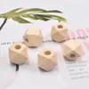 Contas Octogonais de Madeira de Lótus em Estoque, Contas Sexagonais de Cor Natural da Madeira, Acessórios para Joias DIY, Contas Romboidais Multifacetadas, Contas Soltas Perfuradas