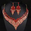 Collar y pendientes de boda de aleación con pedrería, directos de fábrica europea y americana, joyería de novia para bodas, joyería para banquetes