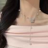 Historia de Mariposa~Collar Colgante de Mariposa Fragancia Francesa Cadena para el Cuello Gargantilla con Borla Accesorios para Mujer