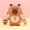 Bolsa Transversal Infantil Fofa de Capivara Bolsa Feminina de Silicone Transversal Cartoon Mini Pequena Porta-Moedas Bolsa de Ombro para Celular