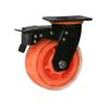 Rueda de 5 pulgadas 6 pulgadas 8 pulgadas rueda con rodamiento de carga de 400 kg rueda universal rueda direccional carro naranja PU de perfusión ruedas de alta resistencia