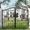 Puerta de Patio de Hierro Forjado Estilo Europeo Puerta de Jardín Villa de Campo Pasillo Exterior Doble Puerta Batiente Entrada Simple/Doble Pasillo de Acceso Puerta de Hierro
