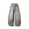 Roupas Masculinas Jie Zhan Calça Jeans Lavada de Corte Solto Estilo Foice 26 Primavera/Verão Novo Estilo de Rua Americano Calça Larga Baggy