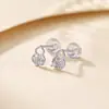 Pendientes de botón Yuebao Jewelry de Plata de Ley S925 con Forma de Calabaza y Carácter Fu Incrustados con Diamantes, Estilo Chino Nuevo, Nicho, Versátiles para el Trabajo, Pendientes de Plata de Lujo Ligero