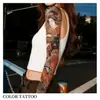 Adesivos de Tatuagem Coloridos Estilo Tradicional à Prova d'Água de Longa Duração para Braço Inteiro para Homens e Mulheres com Designs Como Dragão, Hannya, Koi, Flores e Gueixa