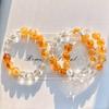 Pulsera de diseño de citrino de 12 mm, pulsera de cristal blanco natural de 10 mm de alta calidad de cuerpo de vidrio alto fijo