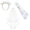 Véu de noiva europeu e americano, tiara de pérolas, véu moderno, alça de ombro de cristal e fita para festa de casamento atacado