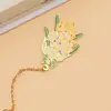 Marcador de Página Metálico Série Mini Flor Criativa Latão com Borla Estilo Chinês Clássico em Estoque Estilo Fofo