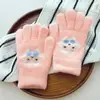 Guantes Infantiles para Edades de 8 a 12 Años, Guantes de Invierno Cálidos Tejidos para Estudiantes de Primaria Niños y Niñas, Lindos con Forro de Felpa para Prevenir el Frío, Líneas de Dedos de Dibujos Animados