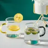 Taza Transparente de Vidrio de Alto Borosilicato Taza con Asa de Cuatro Colores Taza de Agua Resistente a Altas Temperaturas para el Hogar Taza de Café Taza de Leche Taza de Desayuno