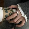 Anillo de cara ancha con falda plisada para mujer, estilo frío, nicho, atractivo, personalidad de moda, combina con todo, alta gama, sentido abierto, anillo para dedo