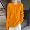 Nuevo Cárdigan de Punto de Lana Pura con Cuello Redondo de Manga Larga para Mujer Color Sólido Trenzado Holgado Versátil Suéter de Lana Otoño/Invierno 2026