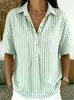 2026 Moda casual de verano para mujer, camisa de rayas de manga corta con cuello camisero, sitio independiente de Amazon transfronterizo europeo y americano