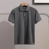 Nueva Camisa Polo de Punto Mercerizado Acanalado Original Manga Corta Marca de Moda Moda de Verano Cuello Campana Camiseta Top para Hombre