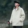 Chaqueta cortavientos e impermeable de ajuste holgado para primavera y otoño, estilo callejero americano, diseño de retazos, prenda exterior casual de moda con cuello alto