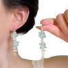 Aretes de Borlas de Flores Azules Estilo Bohemio Aretes para Vacaciones de Primavera y Verano Clip para Oreja Mori Aretes para Rostro Cuadrado Redondo para Mujer
