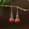 Pendientes Yuerxin de plata 925, estilo chino, estilo nacional, con forma de oreja, estilo ping-an, para mujer, con gotas de agua, estilo retro, ágata roja del sur.
