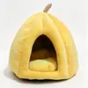 Cama cálida para gatos con forma de calabaza, cama cálida de invierno para perros semi-cerrada, alfombrilla para dormir, cama gruesa y cálida para gatos de invierno