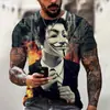 Camiseta Unisex de Manga Corta con Cuello Redondo, Patrón de Payaso DC, Máscara Maligna 3D, Suministro de Fábrica de Estación Independiente de Camarones de Amazon